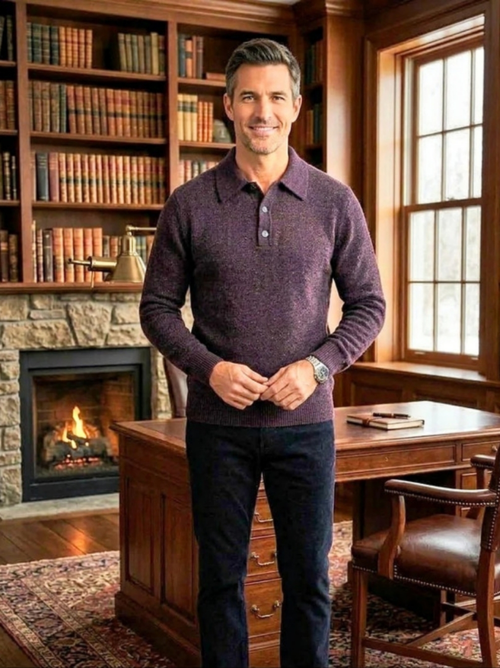 VTG Mondo di Marco Italy Merino Wool Blend Polo Collar Sweater